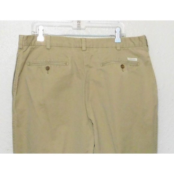 Daniel Cremieux Classics Chinos 40x31 Khaki Tan Pants Pleated Cuffed 100% Cotton - Picture 4 of 9
